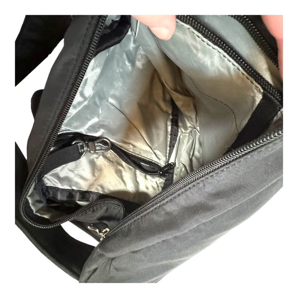 Healthy Back Bag By AmeriBag Crossbody Sling Backpack - Black Nylon Purse carry - Picture 10 of 11